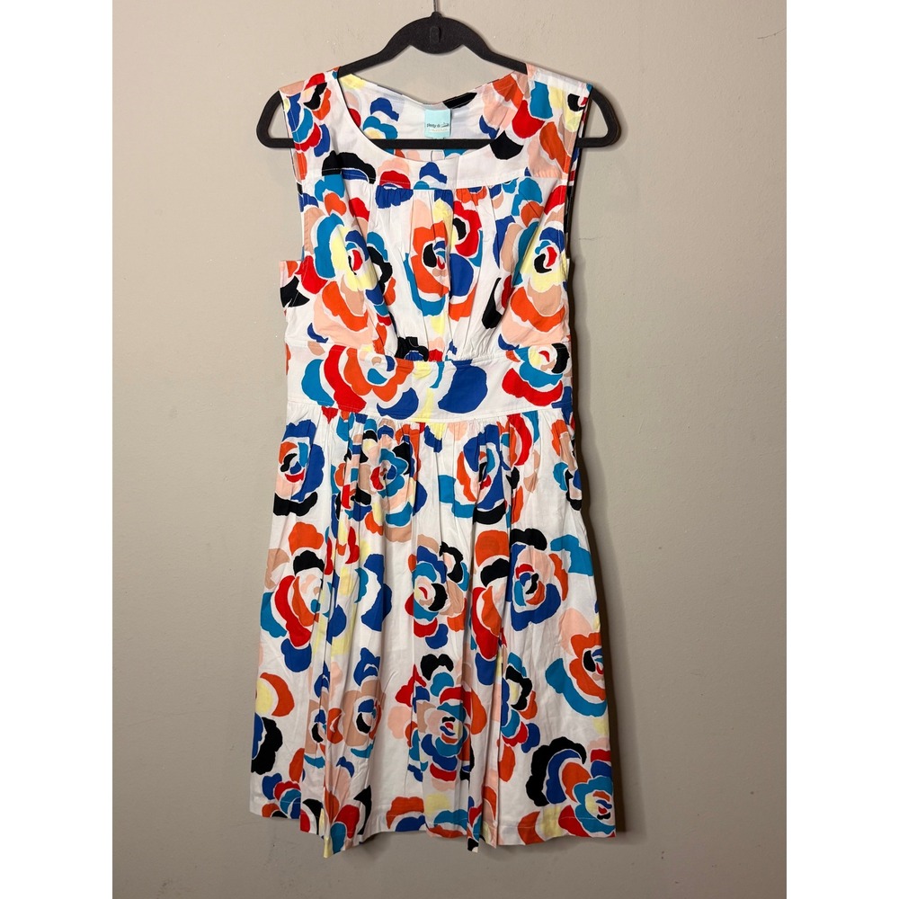 Plenty by Tracy Reese Dress Womens 10 Multicolor Floral Tabitha Woodblock Flare